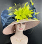 Wide Brim Sinamay Kentucky Derby Hat: Powder Blue Silk Abaca Bows