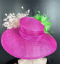 Hot Pink Sinamay Kentucky Derby Hat: Feather Flower Ascot Fascinator