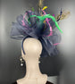 Kentucky Derby Fascinator Hat: Navy, Green, Pink, Yellow Peacock Feathers