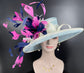 Sinamay Kentucky Derby Hat: Wide Brim Feathered Church Ascot Hat