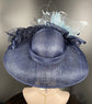 Navy Blue Kentucky Derby Hat: Feather Flower Tea Party Wedding Hat