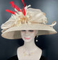 Kentucky Derby Hat: Champagne Sinamay Feather Flower Wedding Hat