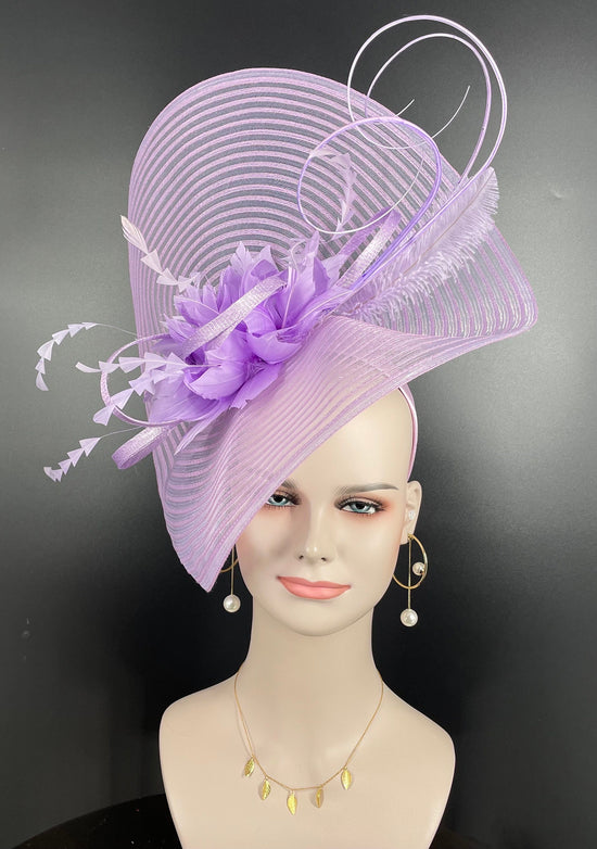 Lilac Feather Fascinator Hat, Royal Ascot DerbyWedding