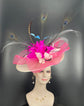 Ivory Sinamay Fascinator Hat: Feather Flower Kentucky Derby Hat