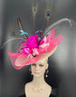 Ivory Sinamay Fascinator Hat: Feather Flower Kentucky Derby Hat