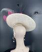 Ivory Sinamay Fascinator Hat: Feather Flower Kentucky Derby Hat