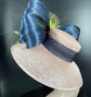 Wide Brim Sinamay Kentucky Derby Hat: Powder Blue Silk Abaca Bows