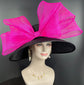 Black Jumbo Bow Wide Brim Kentucky Derby Hat, Ascot Hat for Wedding & Tea Party, Garden Party Hat, Mother of the Bride, Church