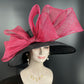 Black Wide brim Sinamy Hat Royal Ascot Horse Race Oaks day hat Carriage Tea Party Wedding Kentucky Derby Hat Party Hat Jumbo Bows