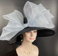 Black Wide brim Sinamy Hat Kentucky Derby Party Hat ,Tea Party Carriage Party Easter Party Hat w Jumbo Bows( 27 colors Available )