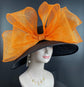 Black Wide brim Sinamy Hat Kentucky Derby Party Hat ,Tea Party Carriage Party Easter Party Hat w Jumbo Bows( 27 colors Available )