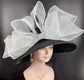 Black Sinamay Derby Hat: Wide Brim Party Hat with Jumbo Bow