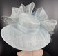 Powder Blue Sinamay Kentucky Derby Hat: Feather Flower Ascot Hat