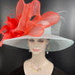 Powder Blue Sinamay Kentucky Derby Hat: Coral Feather Flower Bows