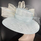 Powder Blue Sinamay Derby Hat: Wide Brim Ascot Race Day Hat