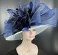 Powder Blue Sinamay Kentucky Derby Hat: Feather Flower Bows