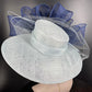 Powder Blue Sinamay Kentucky Derby Hat: Feather Flower Bows