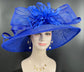 Royal Blue Kentucky Derby Hat: Feather Flower Sinamay Church Hat