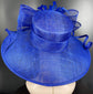 Royal Blue Kentucky Derby Hat: Feather Flower Sinamay Church Hat