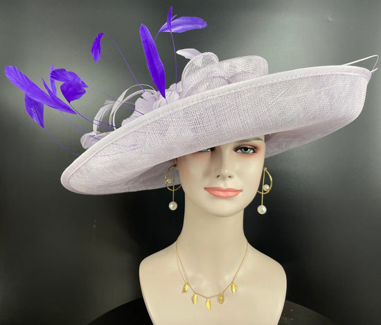 Lilac Sinamay Derby Hat: Wide Brim Royal Ascot Occasion