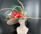 Feather Kentucky Derby Hat: Taupe Royal Ascot Wedding Party Hat