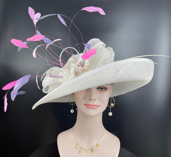 Church Kentucky Derby Hat Carriage Tea Party Wedding Wide Brim Woman&