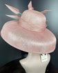 Audrey Hepburn Style Dome Hat Kentucky Derby Hat Tea Party Carriage Party 3 Layers Wide Brim Sinamay Hat Blush/Dusty Pink
