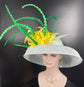 Sinamay Dome Hat: Audrey Hepburn Style, Kentucky Derby, Powder Blue & Yellow