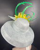 Sinamay Dome Hat: Audrey Hepburn Style, Kentucky Derby, Powder Blue & Yellow