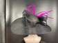 Wide Brim Kentucky Derby Hat: Black Feathered Ascot Hat