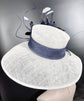 Wide Brim Sinamay Kentucky Derby Hat: White Feather Flowers