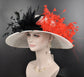 Sinamay Kentucky Derby Hat: Wide Brim Feather Church Wedding Hat