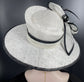 Sinamay Kentucky Derby Hat: Black & White Feathered Wide Brim