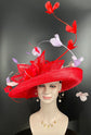 Red Lilac Custom Feather Style Wide Brim Kentucky Derby Hat, Ascot Hat for Wedding & Tea Party, Garden Party Hat,Mother of the Bride, Church