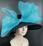 Black Jumbo Bow Wide Brim Kentucky Derby Hat, Ascot Hat for Wedding & Tea Party, Garden Party Hat, Mother of the Bride, Church