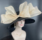 Black Wide brim Sinamy Hat Royal Ascot Horse Race Oaks day hat Carriage Tea Party Wedding Kentucky Derby Hat Party Hat Jumbo Bows