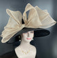 Black Wide brim Sinamy Hat Royal Ascot Horse Race Oaks day hat Carriage Tea Party Wedding Kentucky Derby Hat Party Hat Jumbo Bows