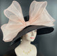 Black Wide brim Sinamy Hat Kentucky Derby Party Hat ,Tea Party Carriage Party Easter Party Hat w Jumbo Bows( 27 colors Available )