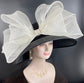 Black Sinamay Kentucky Derby Hat: Wide Brim Party Hat with Jumbo Bow