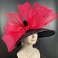 Black Sinamay Derby Hat: Wide Brim Party Hat with Jumbo Bow