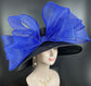 Black Sinamay Derby Hat: Wide Brim Party Hat with Jumbo Bow