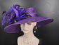 Purple Sinamay Derby Hat: Wide Brim Feather Ascot Hat