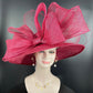 Burgundy Sinamay Wide Brim Hat: Royal Ascot, Kentucky Derby