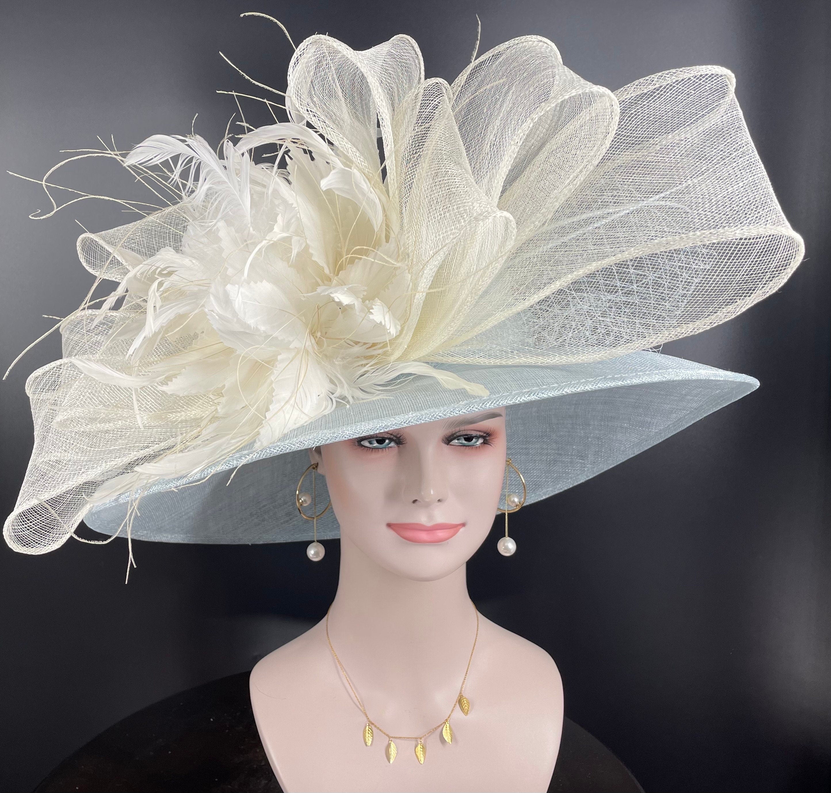 Powder Blue Derby Hat: Sinamay Wedding Ascot Hat – Miss Race Derby Hats