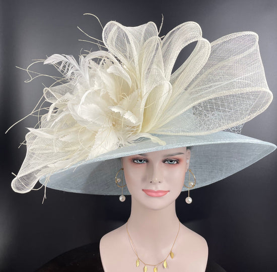 Powder Blue Derby Hat: Sinamay Wedding Ascot Hat