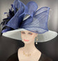 Powder Blue Sinamay Kentucky Derby Hat: Feather Flower Bows