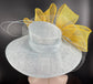 Powder Blue Lemon Yellow Ascot Horse Race Oaks day hat Carriage Tea Party Wedding Kentucky Derby Hat Party Hat Wide Brim Sinamay Hat