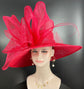 Red Royal Ascot Horse Race Oaks day hat Carriage Tea Party Wedding Kentucky Derby Hat  Tea Party Hat Wide Brim Sinamay Hat