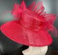 Red Royal Ascot Horse Race Oaks day hat Carriage Tea Party Wedding Kentucky Derby Hat  Tea Party Hat Wide Brim Sinamay Hat