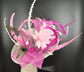 Sinamay Derby Hat: White Wide Brim Feathered Tea Party Hat
